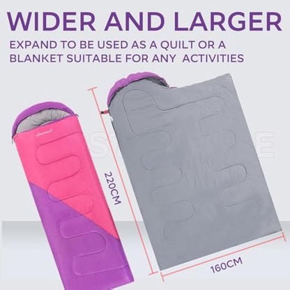 Clostnature Sleeping Bag for Adults and Kids - Compact Lightweight Sleeping Bag, 4 Season Ultralight Camping Sleeping Bag for Summer, Winter, Children, Girls, Boys - Storage Sack Included(Left Zipper)