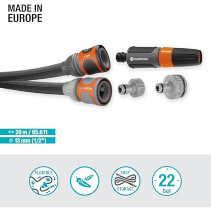 Gardena Liano Life Textile Hose 1/2 inch, 20m: Highly flexible textile garden hose, with PVC inner tube, no kinking, lightweight, weather-resistant (18450-20)