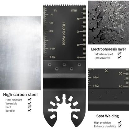 60Pcs Multi Tool Blades Kits Universal Wood Oscillating Saw Blades Wood Multitool Blades Compatible with Fein Multimaster Porter Cable Bosch Ryobi Dewalt Milwaukee Rockwell Oscillating Tool