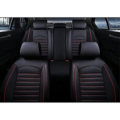 flexzon FULL SET Black Car Seat Covers Universal Deluxe Waterproof PU Leather Dog Pet Protectors Cushion Adjustable Removable Auto Seat Cushions Padded