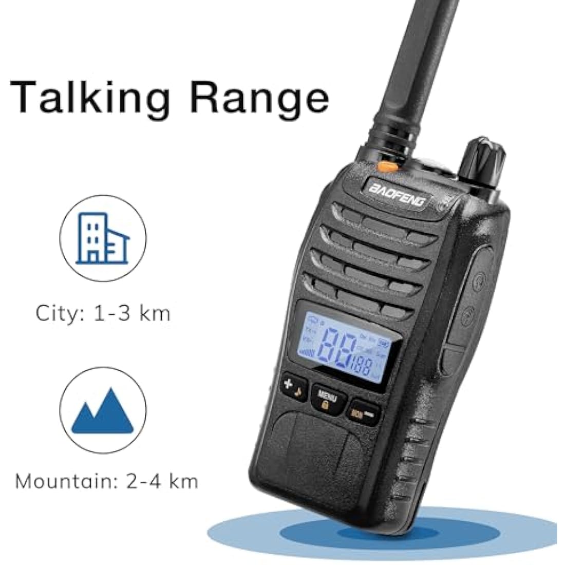 BAOFENG BF-88ST Pro Walkie Talkie, Upgraded Long Range Rechargeable License-Free PMR446 Two Way Radios with LCD Display, VOX Dual, Desktop Charger and Earpieces, 4 Pack
