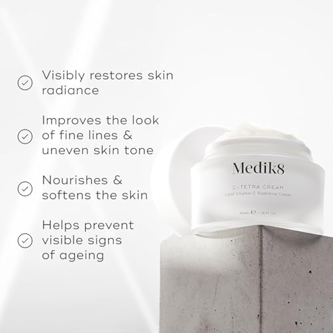 Medik8 C-Tetra Cream - Lipid Vitamin C Radiance Cream - Visibly Bright, Dewy and Energised Complexion - 50ml