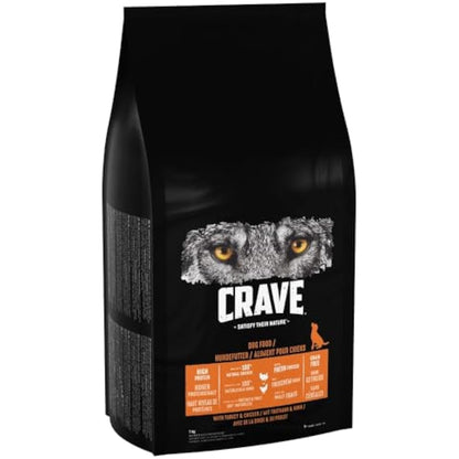 Crave Turkey & Chicken 7 kg Bag, Premium Adult Dry Dog Food with high Protein, Grain-free