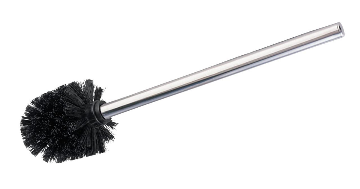 WENKO 19946100 Spare brush with stainless steel handle Black for WC brush sets, Metal Stainless steel, 8 x 35 x 8 cm, Shiny