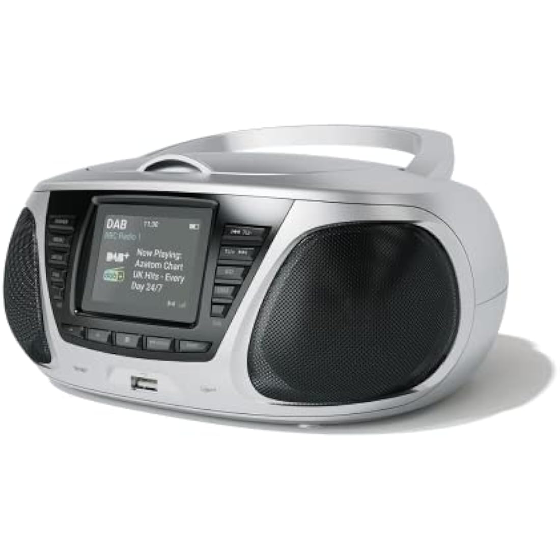 Portable CD Player with DAB/DAB+/FM Digital Radio | Bluetooth & USB MP3 Player | Large Display | Battery & Mains Powered (6x”C”) | Perfect for Home, Office or Outdoors | AZATOM Zenith Z4 (Silver)