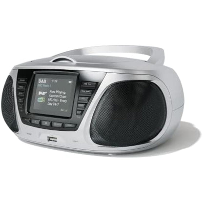 Portable CD Player with DAB/DAB+/FM Digital Radio | Bluetooth & USB MP3 Player | Large Display | Battery & Mains Powered (6x”C”) | Perfect for Home, Office or Outdoors | AZATOM Zenith Z4 (Silver)
