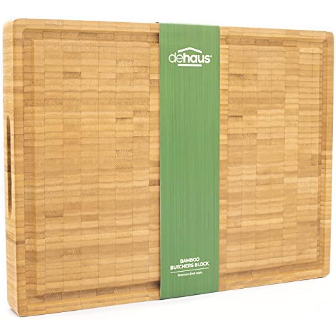 Dehaus® Deluxe Bamboo Chopping Board - Premium Wooden Cutting Boards - Large End Grain Wood Butchers Block for Kitchen - Extra Thick Bread Block - Non Toxic - Size M, 35 x 25 x 3 cm