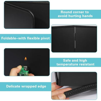 Wuciray Height 40CM Stove Splatter Guard for Cooking Kitchen Anti Splatter Shield Guard Portable Folding Cooker Side Fat Oil Splash Guard Splash Back Splatter Screen for Frying Pan Wall Hob