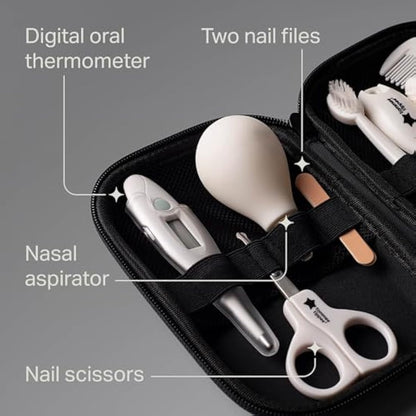 Tommee Tippee Baby Healthcare and Grooming Kit, 9X Essential Newborn Care Items for Home and Travel, Wipe-Clean and Waterproof Travel Case