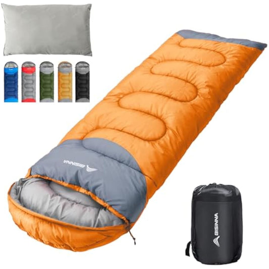 BISINNA Sleeping Bag with Pillow - 4 Season Lightweight Waterproof Warm Sleeping Bag with a compression sack for Adults, Women, Men's Outdoors Camping, Hiking, Backpacking