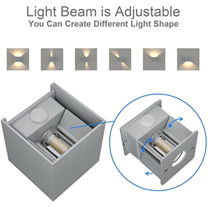Klighten 2PCS Outdoor Wall Light with Motion Sensor, Waterproof IP54 Outside Wall Lamps with Sensor, Adjustable Beam Angle, Warm White 3000K, Grey (G9 LED Bulb Include)