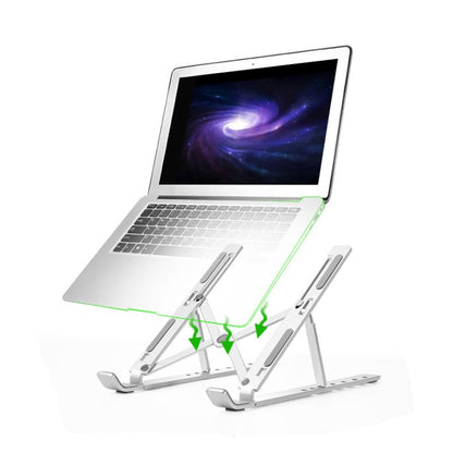 Aluminum Laptop Stand for Desk-7 Levels of Height Adjustable Laptop Stand. Foldable and Portable Laptop Riser. Compatible with MacBook Air/Pro, Dell