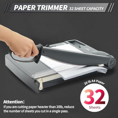 JIELISI Heavy Duty Guillotine Paper Trimmer Cutting Performance up to 30 Sheets,12 Inch Cut Length A4 Manual Paper Cutter Scrapbooking Tool with Safety Guard and Blade Lock