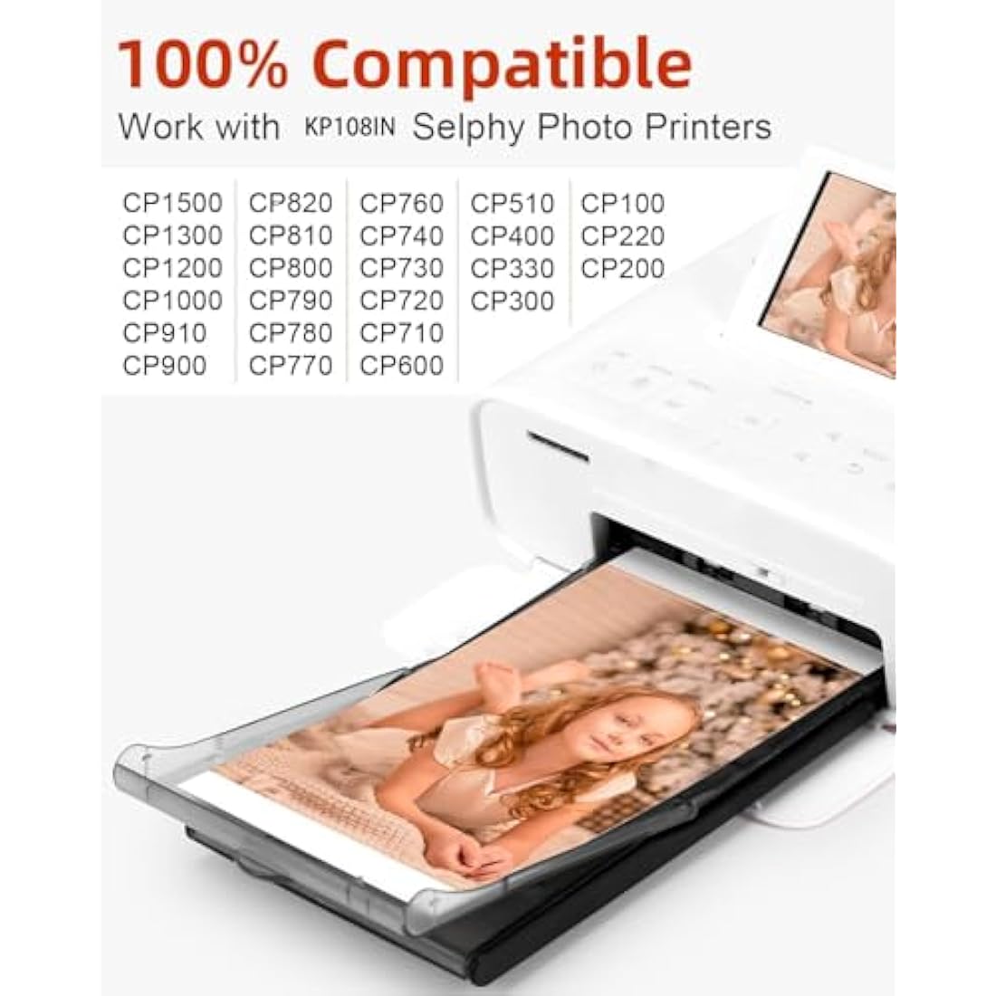 Compatible for Canon Selphy CP1300 CP1500 Ink Photo Paper Set,100 x 148mm 108 Sheets Paper and 3 Color Ink Cassette, Replace for Canon Selphy KP-108IN CP1200 CP1000 CP910 CP810 CP790 CP Printers
