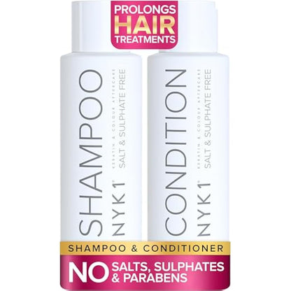 NYK1 Sulphate Free Hair Shampoo And Conditioner Set (500ml x2) Sulfate Free Shampoo And Conditioner Sets for Extensions, Colour and Keratin Treatment - Gentle Cleansing and Prevents Breakage