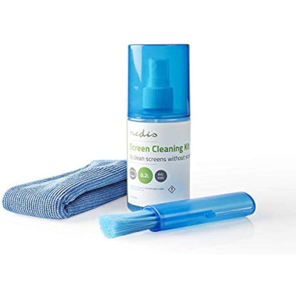 NEDIS Screen Cleaner Kit for TV, PC, Smartphone & Tablet, 200 ml Spray, Brush & Pearl Cloth