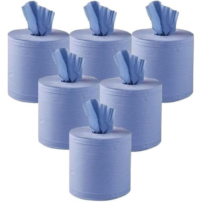 ‎My Homie 6X Blue Paper Rolls Kitchen Household Towel, 2 Ply Kitchen Paper, Centre Feed Tea Tissue Dispenser Wall Mounted, Reusable Hand Tork, Plenty Shop Towel Offers, Cleaning Products Bulk Buy