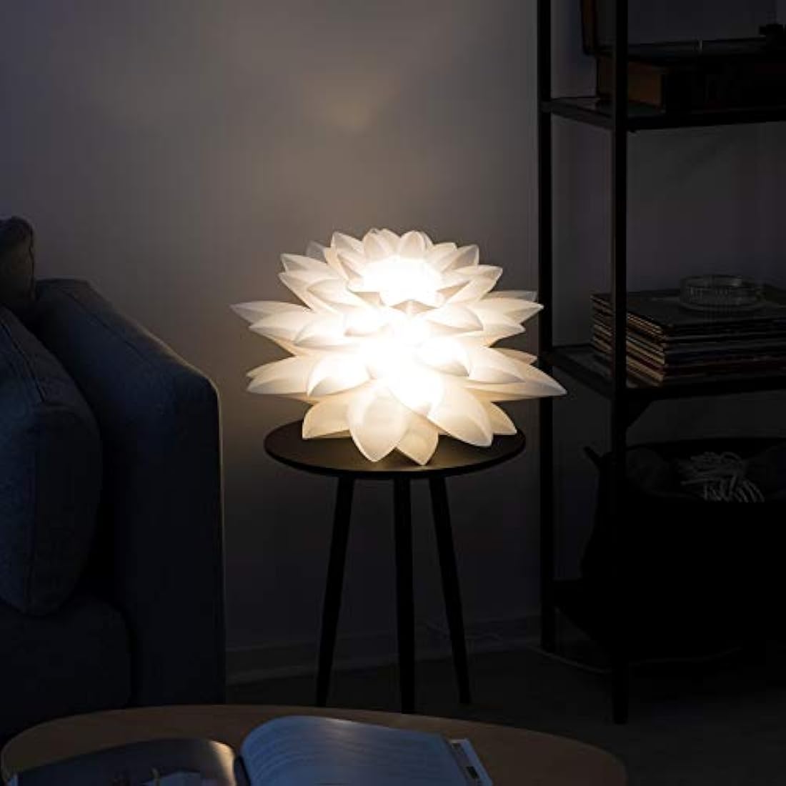 kwmobile Puzzle Pendant Lamp Shade - Lotus Flower DIY Jigsaw Lampshade Kit - for Hanging Ceiling Light or Floor Lamp - Diameter 20" (50cm) - White