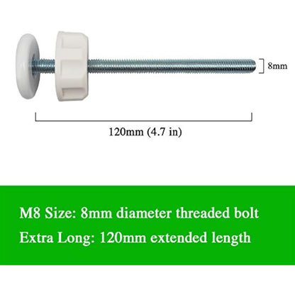 Baby Gate Guru Extra Long M8 (8mm) Spindle Rods for Pressure Mounted Gates Replacement Set - 4 Pack of M8 Spindle Screw Bolts for Baby and Pet Safety Gates - Choose Your Color (8mm, White)