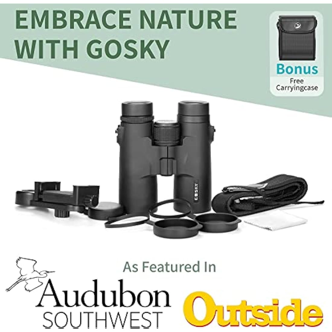 Gosky 10x42 Roof Prism Binoculars for Adults, HD Professional Binoculars for Bird,Travel Stargazing Hunting Concerts Sports-BAK4 Prism FMC Lens-with Phone Mount Strap Carrying Bag