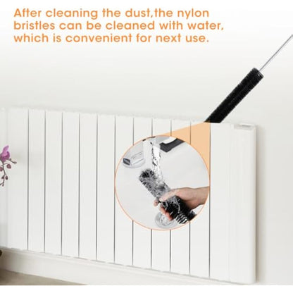 Aieve Radiator Cleaner Brush, 80CM Radiator Brush, Flexible Long Cleaning Duster with Wood Handle for Heater & Dryer Lint & Washing Machine