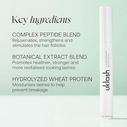 UKLASH | Complex Lash Serum | UK's #1 Rated Lash Serums for Stronger, Longer Lashes - Peptide Serum, Cruelty-free, Prostaglandin & Paraben-free - Recommended for All Skin Tones