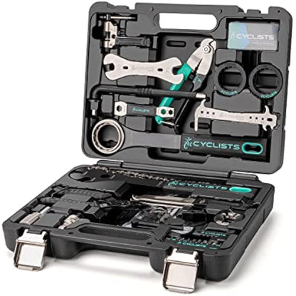 cyclists 27-Piece Bicycle Repair Kit, Portable Tool Box Tool Set, Tyre Chain Assembly, Repairs Bike Tool, with Carry Case