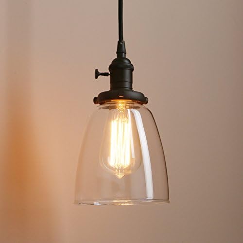 PathsOn Industrial Modern Vintage Loft Bar Kitchen 3 Lights Pendant Light Fittings Cluster Chandelier Glass Lampshade Hanging Ceiling Lamp Light Fixture for Living Room Dining Room Bedroom (Black)