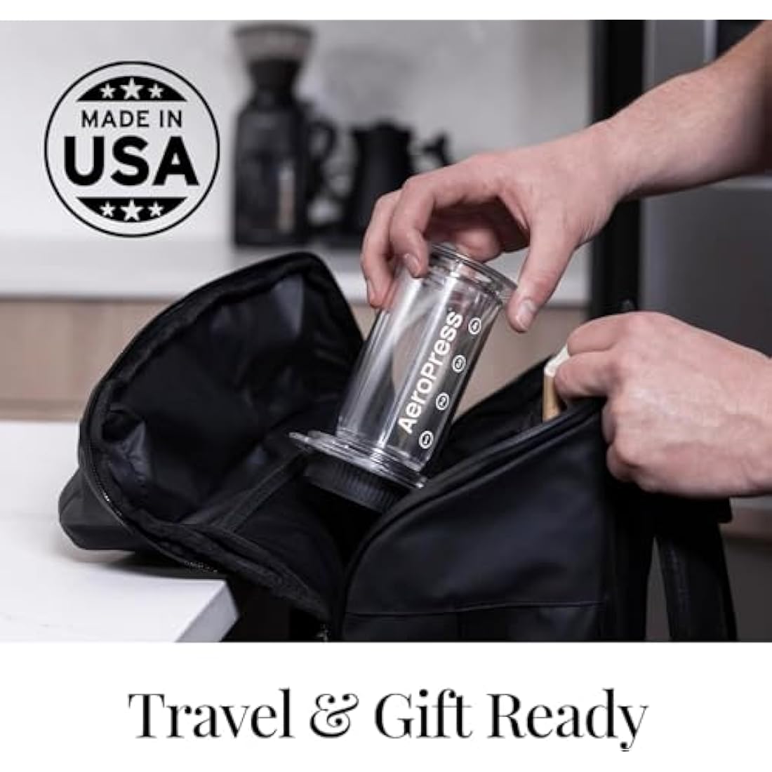 AeroPress Clear Coffee Press – 3 in 1 brew method combines French Press, Pourover, Espresso - Full bodied coffee without grit or bitterness - Small portable coffee maker for camping & travel