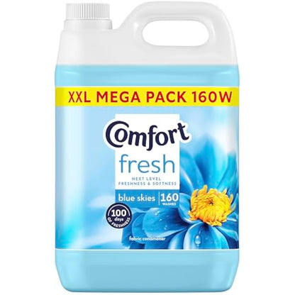 Comfort Fresh Blue Skies Fabric Conditioner Softener with Motion-Activated Fragrance Technology 100 Days of Freshness 160 washes (4.8 L)