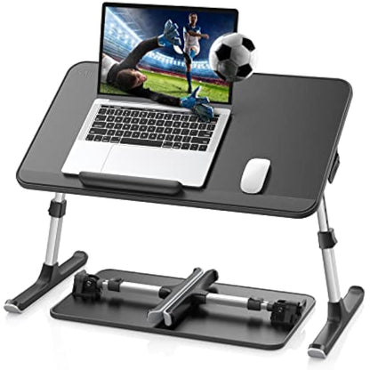 Lap Desk, SAIJI Bed Table, Thick Stable Feet, Height and Angle Adjustable, Enough Mouse Space, up to 17'' Laptop, for Homeoffice, Breakfast, Study (Black, 52 * 30cm)