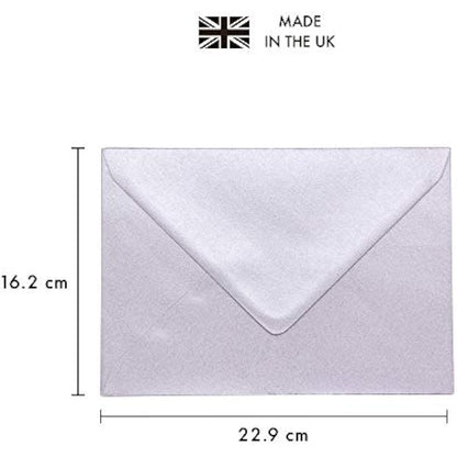 Pukka Pad, Pukka Post & Packaging Gummed Envelopes - Pack of 25, Ready-to-Seal, Durable 100GSM Postal Envelopes for Letters, Invitations, and Other Mail - 229 x 162 mm, Size C5, Silver