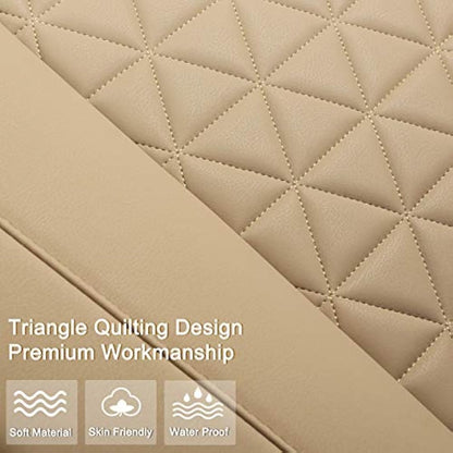 Black Panther 1 Piece Luxury PU Leather Front Car Seat Cover Protector Compatible with 95% Cars - No Heating (Saloon/SUV/Pickup Truck/Van) - Beige