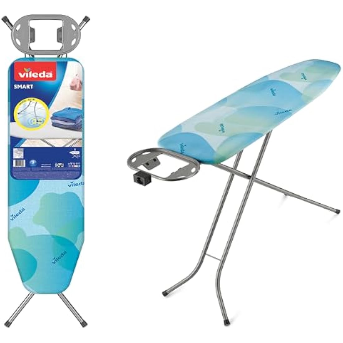 Vileda Smart Ironing Board, Blue, 114 cm long x 34 cm wide x 75-91 cm high