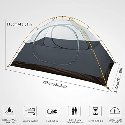 Bessport Tent 1 & 2 & 3 Person Ultralight Camping Tents, 3-4 Season Waterproof & Windproof Dome Tent, Small Pack Size, Suitable for Adults, Hiking, Camping, Outdoor