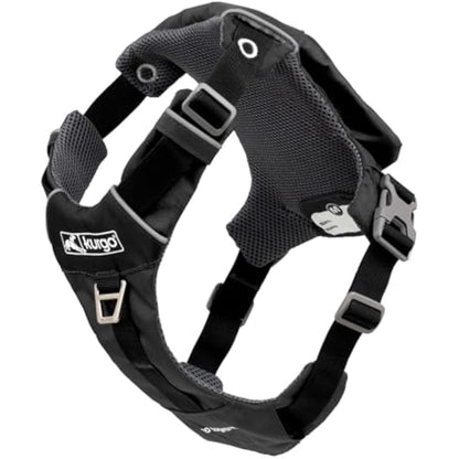 Kurgo Stash n’ Dash Dog Harness, Lightweight Vest Harness for Dogs, Pet Harness with Pocket, Folds into a Pouch, for Running, Hiking, Reflective, Black, Medium