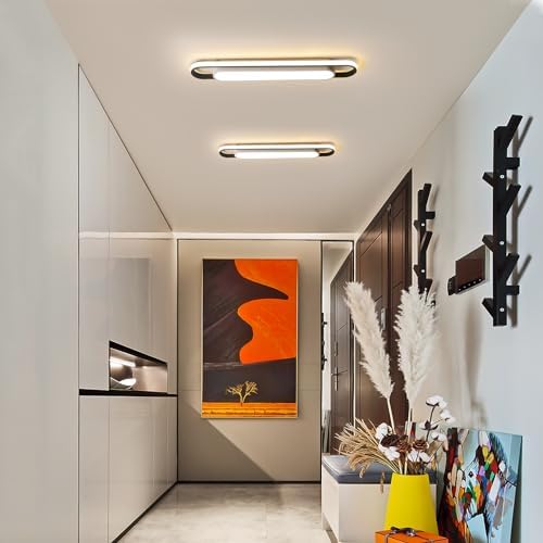 Naroume Dimmable LED Ceiling Light Modern Linear LED Ceiling Lamp 92cm Smart Semi Flush Mount Wraparound Shape Lighting Fixture with Remote Control for Kitchen Dining Room (6-49) X2W