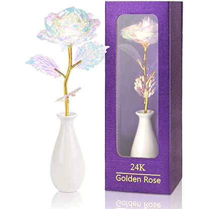 24k Golden Rose Birthday Gifts for Mother Women Her Girlfriend Wife, Galaxy Rose Flower Gifts for Mothers Day Christmas Women's Day Valentines Day Anniversary