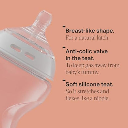 Tommee Tippee Natural Start Baby Bottles for 0m+, Pack of 3 150ml Baby Bottles, with Slow Flow Breast-Like Teat for a Natural Latch, Self-Sterilising and BPA Free, Baby Feeding Essentials