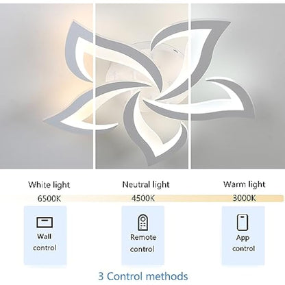 Riserva LED Ceiling Light Dimmable, White Ceiling Lamp Modern with Remote Control, Creative Petal Ceiling Light Aluminium for Living Room, Bedroom, Dining Room, Balcony, 40W 60cm