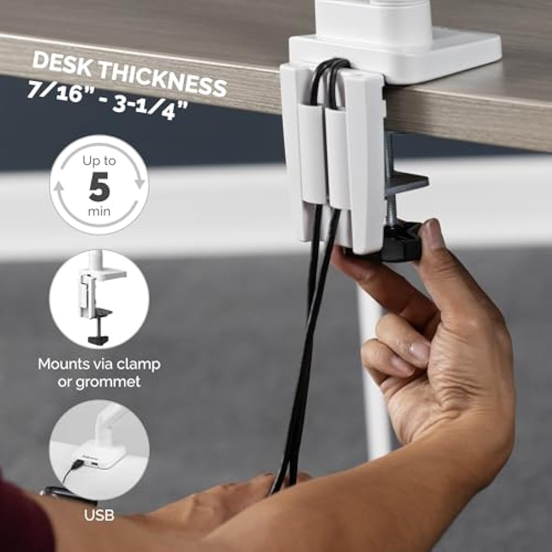 Fellowes Platinum Series Monitor Arm - Monitor Mount for 8KG 40 Inch Screens - Adjustable Monitor Desk Mount - Tilt 45° Pan 180° Swivel 360° Rotation 360°, VESA 75 x 75/100 x 100 - White