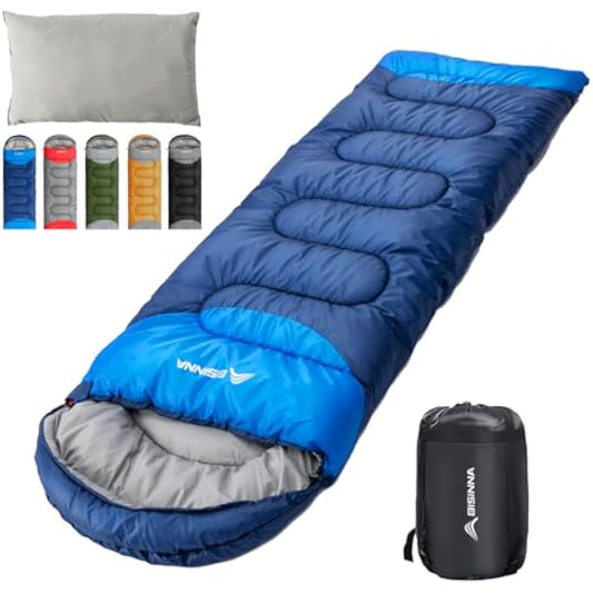 BISINNA Sleeping Bag with Pillow - 4 Season Lightweight Waterproof Warm Sleeping Bag with a compression sack for Adults, Women, Men's Outdoors Camping, Hiking, Backpacking
