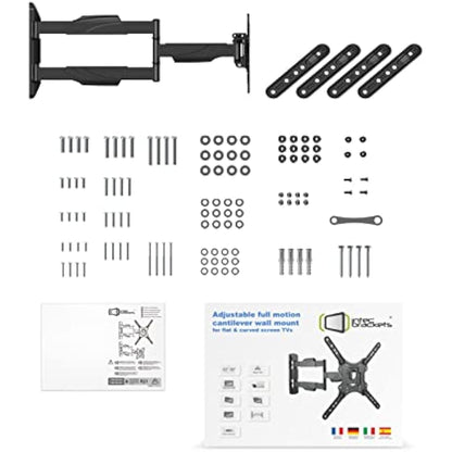 Intec brackets - Long 610mm Reach Ultra Slim Fitting Strong Cantilever Tilt and Swivel TV Wall Mount Bracket Fits 42” – 55” TV's with VESA Fittings of 300x300 and 400x400