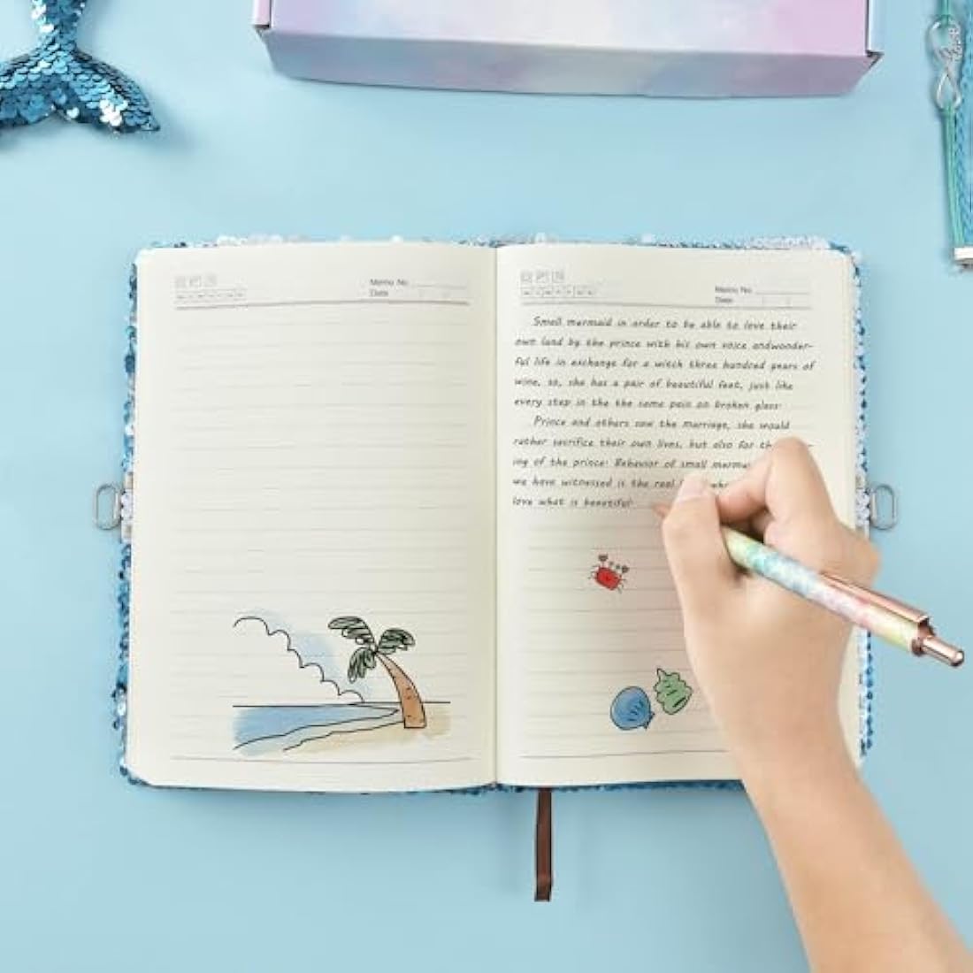 WERNNSAI Mermaid Sequins Notebook - Reversible Mermaid Journals Unique Gift for Adults Girls Travel School Office A5 Secret Diary Notebooks with Locks and Keys