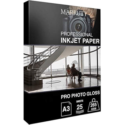 Marrutt 265gsm Pro Photo Gloss Inkjet Paper: A3-25 Sheets
