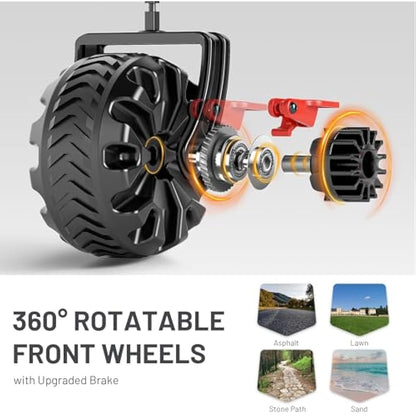 TIMBER RIDGE Festival Trolley 300L with Brakes, Folding Beach Trolley Cart with Tailgate, 135kg Collapsible Wagon Detachable Wide Wheels & Adjustable Handle for Outdoor Camping Garden, Black