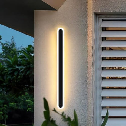 Mikeru 120CM Dimmable Modern Wall Light, Outdoor Long Fence Lamp Acrylic Wall Light 3000k/4500k/6000k Wall Mounted Sconce with Remote Control (Without Battery) for Indoor, Staircase