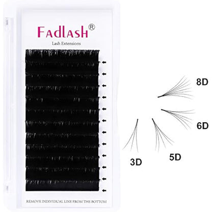Fadlash Easy Fan Lashes D Curl 0.07 15mm Single Lashes Russian Lashes Natural Look Self Fanning Eye Lashes Automatic Blooming Russian Eyelashes Extensions(0.07-D-15)