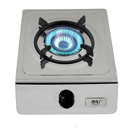 NJ-100SD Indoor Gas Stove - Single Burner Portable Gas Hob LPG Cooker Caravan Cooktop Stainless Steel Freestanding Table Top for Home Kitchen Camping