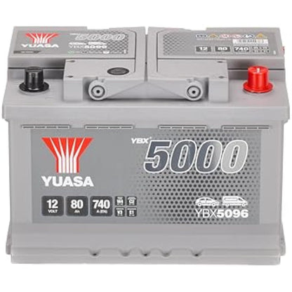Yuasa YBX5096 12V 80Ah 740CCA Silver High Performance Sealed Maintenance Free Car Battery